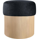  Color_Black -- Meridian Nimes Velour Fur Fabric Upholstered Ottoman IMAGE 3