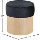  Color_Black -- Meridian Nimes Velour Fur Fabric Upholstered Ottoman IMAGE 5