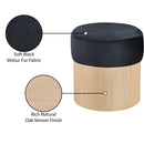  Color_Black -- Meridian Nimes Velour Fur Fabric Upholstered Ottoman IMAGE 6