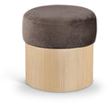  Color_Brown -- Nimes Brown Velour Fur Fabric Upholstered Ottoman IMAGE 1