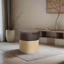  Color_Brown -- Nimes Brown Velour Fur Fabric Upholstered Ottoman IMAGE 2