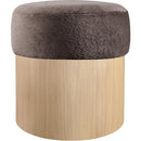  Color_Brown -- Nimes Brown Velour Fur Fabric Upholstered Ottoman IMAGE 3