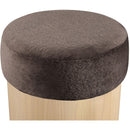  Color_Brown -- Nimes Brown Velour Fur Fabric Upholstered Ottoman IMAGE 4