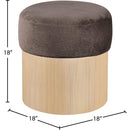  Color_Brown -- Nimes Brown Velour Fur Fabric Upholstered Ottoman IMAGE 5