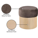  Color_Brown -- Nimes Brown Velour Fur Fabric Upholstered Ottoman IMAGE 6
