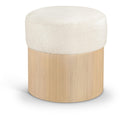  Color_Cream -- Nimes Cream Velour Fur Fabric Upholstered Ottoman IMAGE 1