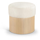  Color_Cream -- Nimes Cream Velour Fur Fabric Upholstered Ottoman IMAGE 1
