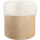  Color_Cream -- Nimes Cream Velour Fur Fabric Upholstered Ottoman IMAGE 3
