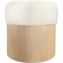  Meridian Nimes Cream Velour Fur Fabric Upholstered Ottoman IMAGE 3