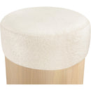  Color_Cream -- Nimes Cream Velour Fur Fabric Upholstered Ottoman IMAGE 4
