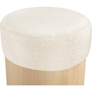  Meridian Nimes Cream Velour Fur Fabric Upholstered Ottoman IMAGE 4
