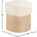  Meridian Nimes Cream Velour Fur Fabric Upholstered Ottoman IMAGE 5