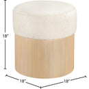  Color_Cream -- Nimes Cream Velour Fur Fabric Upholstered Ottoman IMAGE 5
