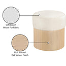  Color_Cream -- Nimes Cream Velour Fur Fabric Upholstered Ottoman IMAGE 6