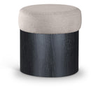  Color_Beige -- Meridian Nimes Velour Fur Fabric Upholstered Ottoman IMAGE 1