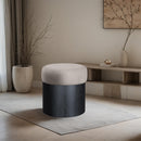  Color_Beige -- Meridian Nimes Velour Fur Fabric Upholstered Ottoman IMAGE 2
