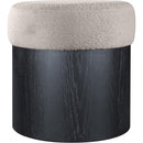  Color_Beige -- Meridian Nimes Velour Fur Fabric Upholstered Ottoman IMAGE 3
