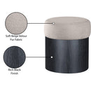  Color_Beige -- Meridian Nimes Velour Fur Fabric Upholstered Ottoman IMAGE 7
