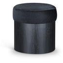  Color_Black -- Nimes Black Velour Fur Fabric Upholstered Ottoman IMAGE 1