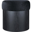  Color_Black -- Nimes Black Velour Fur Fabric Upholstered Ottoman IMAGE 3