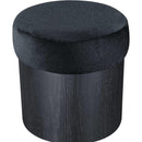  Color_Black -- Nimes Black Velour Fur Fabric Upholstered Ottoman IMAGE 4