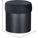  Color_Black -- Nimes Black Velour Fur Fabric Upholstered Ottoman IMAGE 6