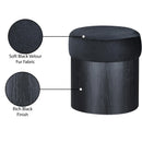  Color_Black -- Nimes Black Velour Fur Fabric Upholstered Ottoman IMAGE 7