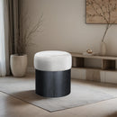  Color_Cream -- Nimes Cream Velour Fur Fabric Upholstered Ottoman IMAGE 2