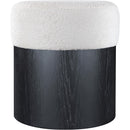  Color_Cream -- Nimes Cream Velour Fur Fabric Upholstered Ottoman IMAGE 3