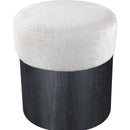  Color_Cream -- Nimes Cream Velour Fur Fabric Upholstered Ottoman IMAGE 4