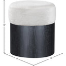  Color_Cream -- Nimes Cream Velour Fur Fabric Upholstered Ottoman IMAGE 6
