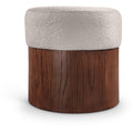  Color_Beige -- Meridian Nimes Velour Fur Fabric Upholstered Ottoman IMAGE 1