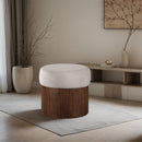  Color_Beige -- Meridian Nimes Velour Fur Fabric Upholstered Ottoman IMAGE 2