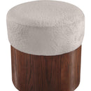 Color_Beige -- Meridian Nimes Velour Fur Fabric Upholstered Ottoman IMAGE 4