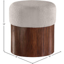  Color_Beige -- Meridian Nimes Velour Fur Fabric Upholstered Ottoman IMAGE 6