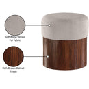  Color_Beige -- Meridian Nimes Velour Fur Fabric Upholstered Ottoman IMAGE 7