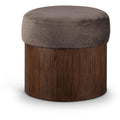  Color_Brown -- Nimes Brown Velour Fur Fabric Upholstered Ottoman IMAGE 1
