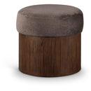 Color_Brown -- Nimes Brown Velour Fur Fabric Upholstered Ottoman IMAGE 1