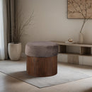  Color_Brown -- Nimes Brown Velour Fur Fabric Upholstered Ottoman IMAGE 2