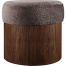  Color_Brown -- Nimes Brown Velour Fur Fabric Upholstered Ottoman IMAGE 3