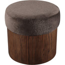  Color_Brown -- Nimes Brown Velour Fur Fabric Upholstered Ottoman IMAGE 4