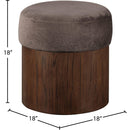  Color_Brown -- Nimes Brown Velour Fur Fabric Upholstered Ottoman IMAGE 6