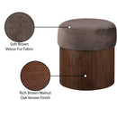  Color_Brown -- Nimes Brown Velour Fur Fabric Upholstered Ottoman IMAGE 7