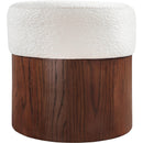  Color_Cream -- Nimes Cream Velour Fur Fabric Upholstered Ottoman IMAGE 3