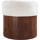  Meridian Nimes Cream Velour Fur Fabric Upholstered Ottoman IMAGE 3