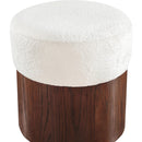  Color_Cream -- Nimes Cream Velour Fur Fabric Upholstered Ottoman IMAGE 4