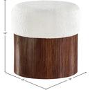  Color_Cream -- Nimes Cream Velour Fur Fabric Upholstered Ottoman IMAGE 6