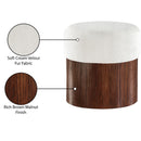  Color_Cream -- Nimes Cream Velour Fur Fabric Upholstered Ottoman IMAGE 7
