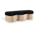  Color_Black -- Meridian Savoy Velour Fur Fabric Upholstered Bench IMAGE 1