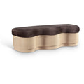  Color_Brown -- Savoy Brown Velour Fur Fabric Upholstered Bench IMAGE 1